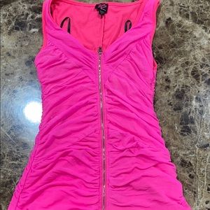 Sexy bright pink zip up top from2b